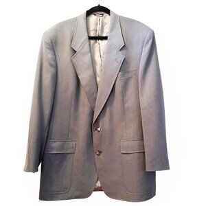 ☆ Hart Schaffner Marx Men's 44L Gray 2 Gold Button Closure 100% Wool Made in USA